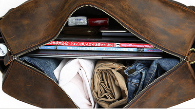 Bolso Viajero de Cuero Crazy Horse Vintage para Hombre - Gran Capacidad - Image 15