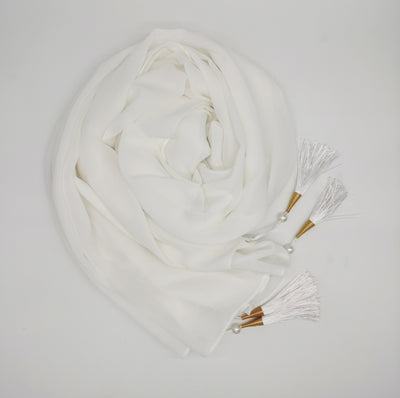 Hijab Elegante con Borlas en las Cuatro Esquinas - Image 12