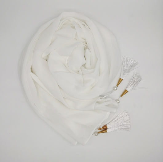 Hijab Elegante con Borlas en las Cuatro Esquinas - Image 12