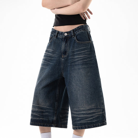 Pantalones Cargo Sueltos Retro Cropped para Mujer - Estilo Wide-Leg Casual