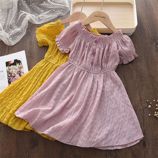 Vestido Infantil de Gasa con Cuello de Encaje y Manga Corta - Image 9