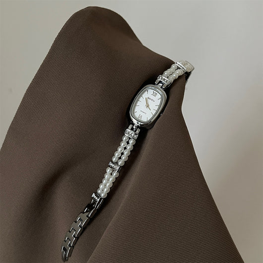Reloj de Moda con Perla - Diseño Ovalado Minimalista para Mujer - Image 9