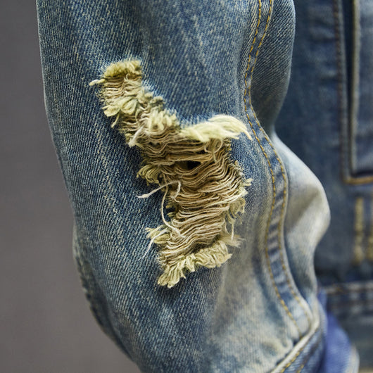 Chaqueta de Mezclilla Slim Fit con Detalles Rotos - Image 11