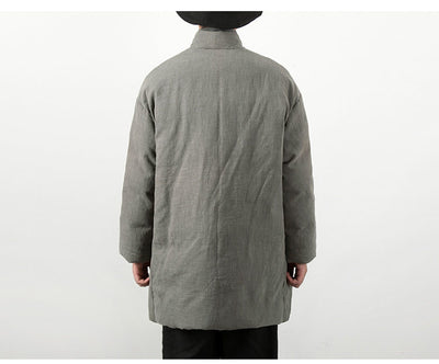 Chaqueta Acolchada Estilo Chino de Algodón y Lino para Hombre - Image 12