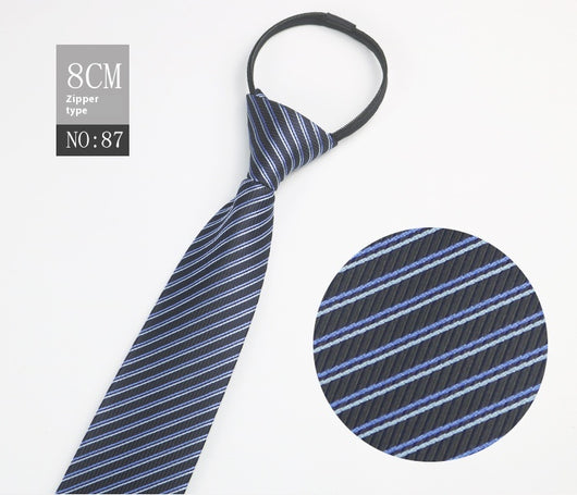 Corbata Negra Rayada Azul con Cierre Rápido - Corbata Ejecutiva Lazy Zip - Image 88