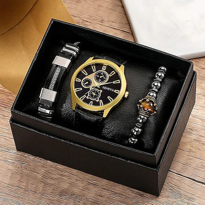 Reloj con Pulsera de Acero Inoxidable y Cuentas