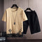 Conjunto Deportivo Hombre: Camiseta Cuello Redondo + Short Suelto Algodón 100%