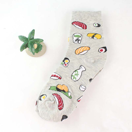 Calcetines Medianos de Algodón para Mujer con Diseño de Sushi y Vida Creativa - Image 5