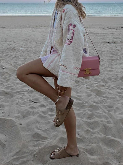 Kimono Casual Versátil con Bordado de Frutas y Cuello en V - Image 23