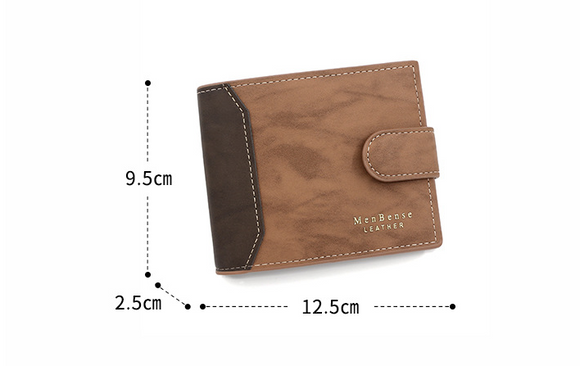 Billetera Corta para Hombre Edición Coreana con Cierre Dorado