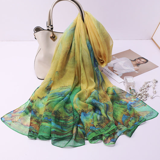 Pañuelo de Tul Qianli Jiangshan Tu para Mujer - Image 12