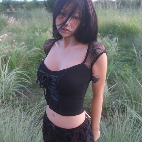 Top Corto de Encaje con Cordones - Estilo Hot Girl - Image 2