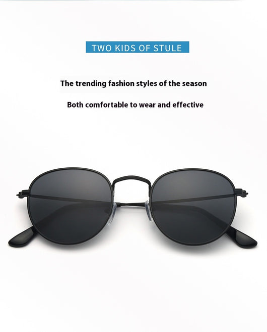 Black metal round frame anti-blue ray glasses with clear lenses, shown at an angle on a white background. - Image 9