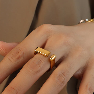 Anillo Minimalista Geométrico D-Shape para Mujer - Diseño Europeo y Americano - Image 6