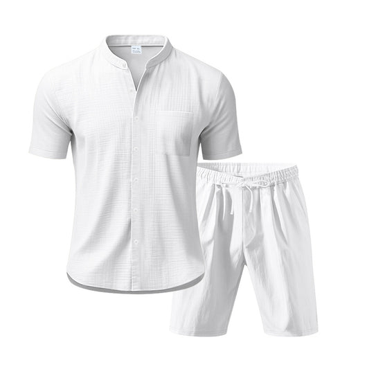 Traje de Lino Americano para Hombre - Dos Piezas Cuello Mao Playa Verano - Image 39