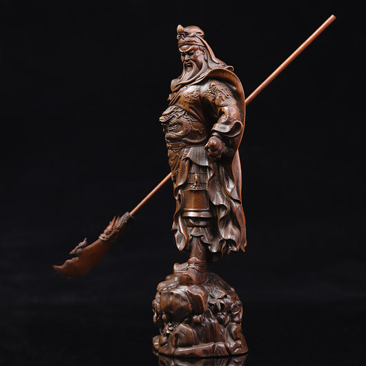 Estatua del Dios de la Riqueza Guan Yu - Talla en Boj Antiguo - Image 3
