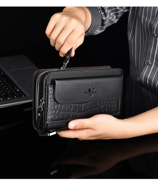 Cartera Retro para Hombre con Doble Cierre y Múltiples Compartimentos - Image 2