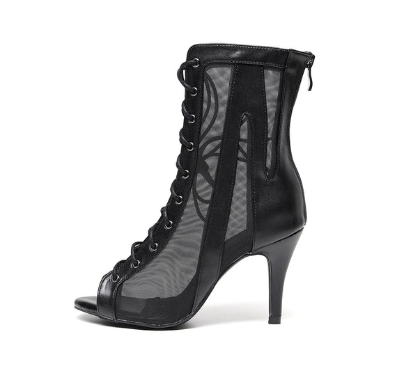Botas Negras de Tacón Alto para Danza Latina