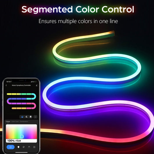 Tira de Luz Neón LED Flexible 12V con Efecto de Flujo de Colores Completos