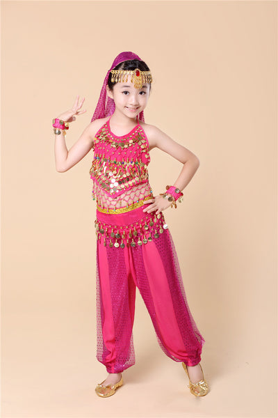 Traje de Danza del Vientre Infantil con Lentejuelas - Disfraz de Danza India para Niñas - Image 7