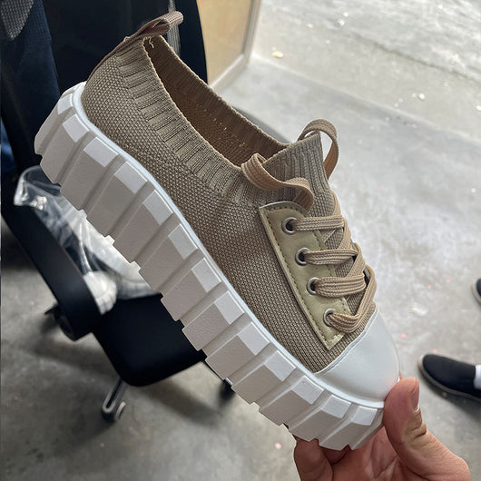 Zapatos Retro de Cordones con Punta Redonda para Mujer en Color Bisqué - Image 18