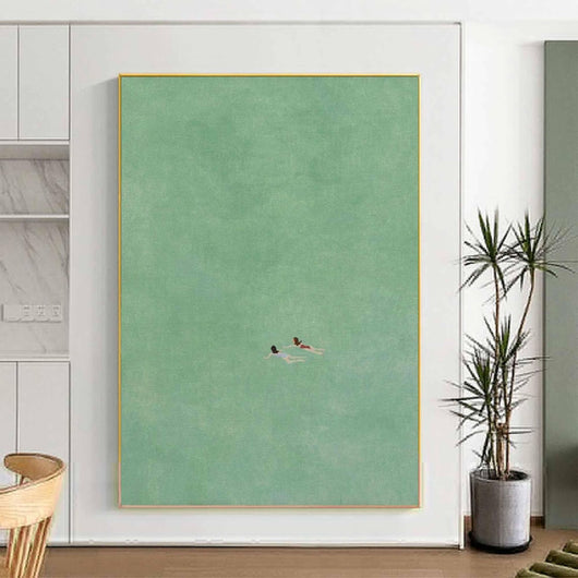 Cuadro Óleo Pintado a Mano - Paisaje Marino Océano Verde para Decoración del Hogar - Image 2