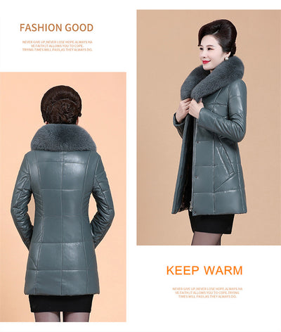 Chaqueta de Cuero Acolchada con Cuello de Piel Sintética para Mujer - Image 10