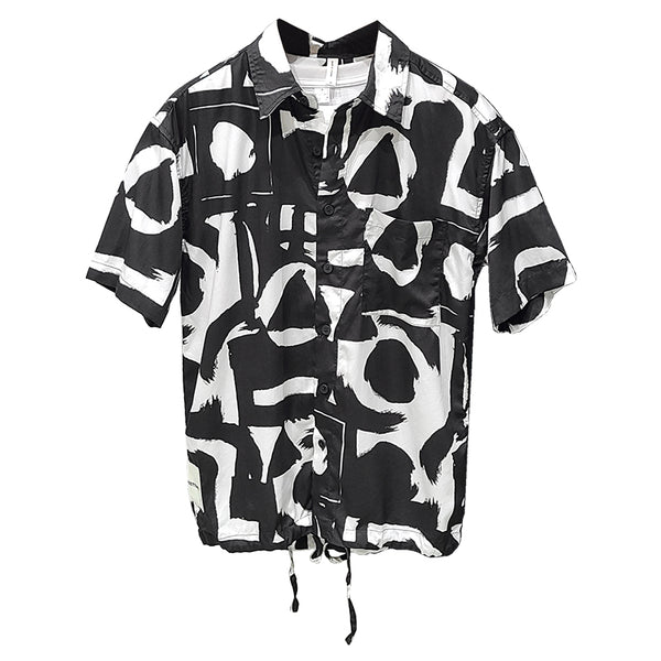 Camisa Manga Corta Hombre Bloques de Color Negro y Blanco - Image 5