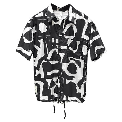 Camisa Manga Corta Hombre Bloques de Color Negro y Blanco - Image 5