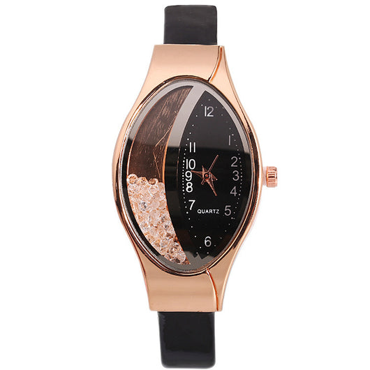 Reloj de Mujer Forma Ojo Cuarzo con Correa Quicksand y Perlas Giratorias - Image 11