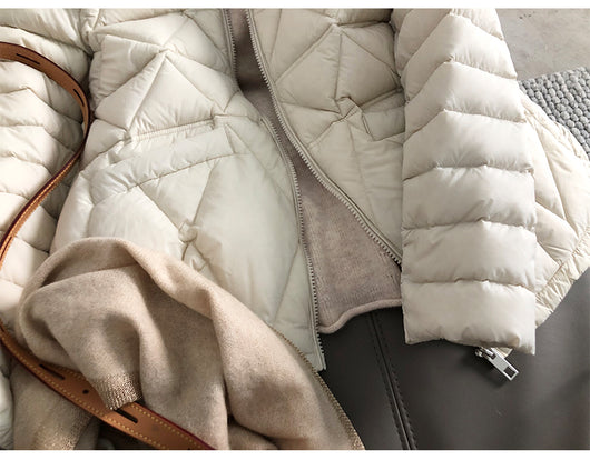 Chaqueta Ligera de Plumón de Pato Blanco - Estilo Casual Elegante - Image 14