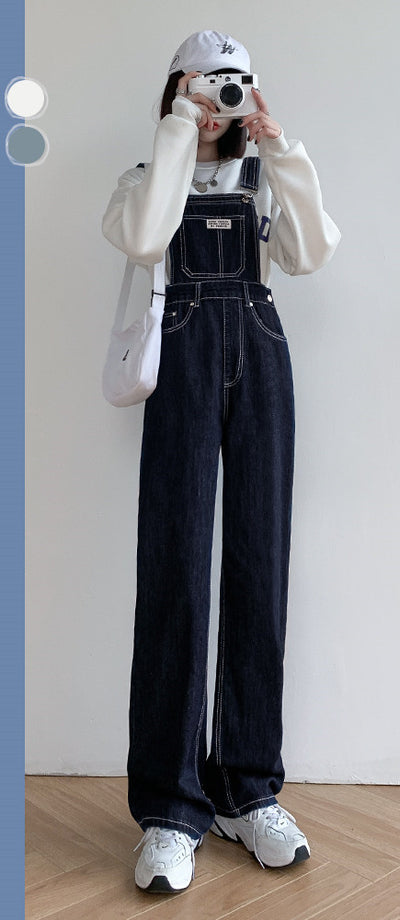 Overol Denim Mujer Pierna Ancha Cintura Alta