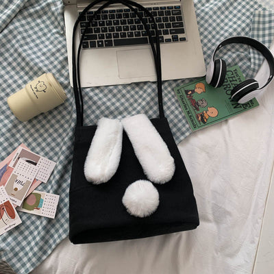 Bolsa de Lona para Mujer con Diseño de Conejo Kawaii - Bolso de Hombro Grande - Image 5