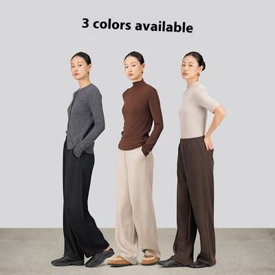 Pantalones de Lana Rectos Térmicos Talle Alto Slim Otoño Invierno