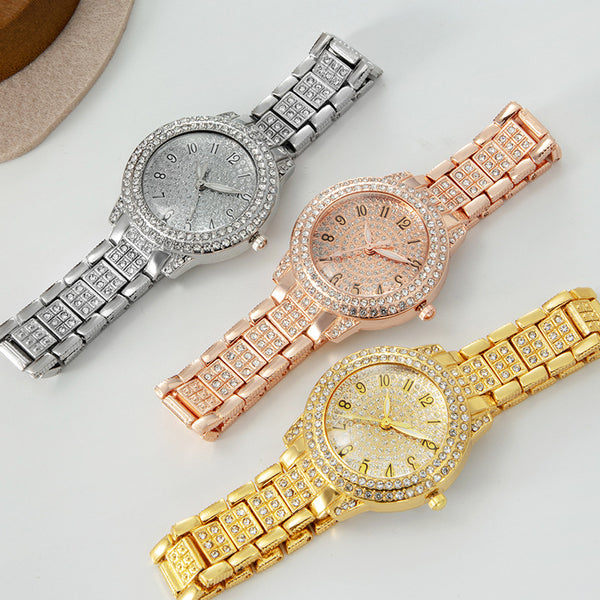 Reloj de Diamantes Digitales con Números Romanos y Brillantes para Mujer
