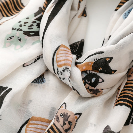 Pañuelo de Seda Estampado Paraíso Gatitos Adorables - Image 43