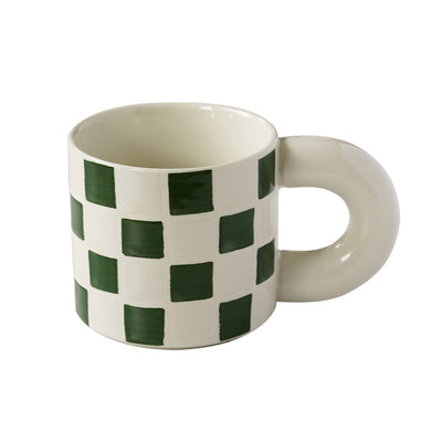 Taza de Cerámica a Cuadros con Asa Ergonómica - Image 8