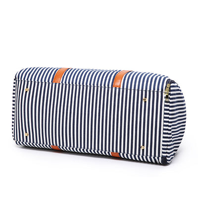 Bolsa Grande de Lona y Cuero con Contraste de Rayas - Image 3