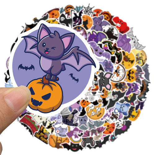 100 Stickers Decorativos Halloween con Calabazas, Murciélagos y Personajes Infantiles