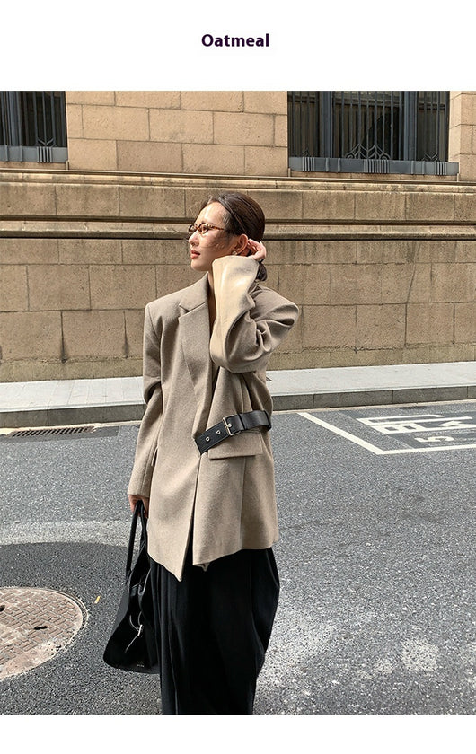 Blazer de Lana Estilo Americano con Hombreras Acolchadas para Mujer - Image 20