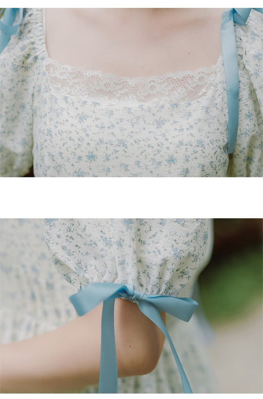 Vestido Floral Corto con Cuello Cuadrado para Mujer - Image 8