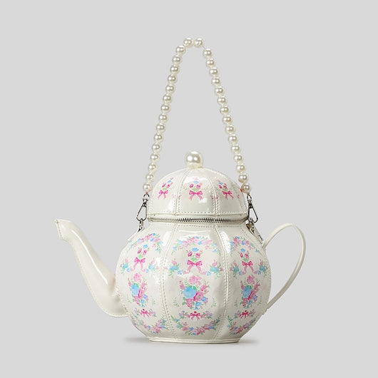 Bolso Vintage con Cadena de Perlas y Estampado Floral Retro - Image 5
