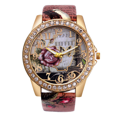 Reloj Pulsera Estilo Retro Coreano con Patrón de Rosas para Mujer - Image 9