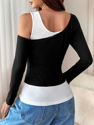 Blusa Asimétrica con Detalles en Blanco y Negro - Diseño Exclusivo para Mujer - Image 9