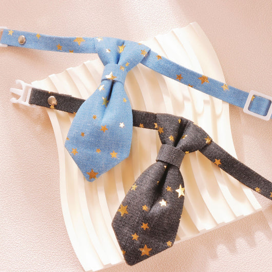 Collar Diseñador para Perros Pequeños y Medianos con Corbata Estrella Dorada Ajustable - Image 5