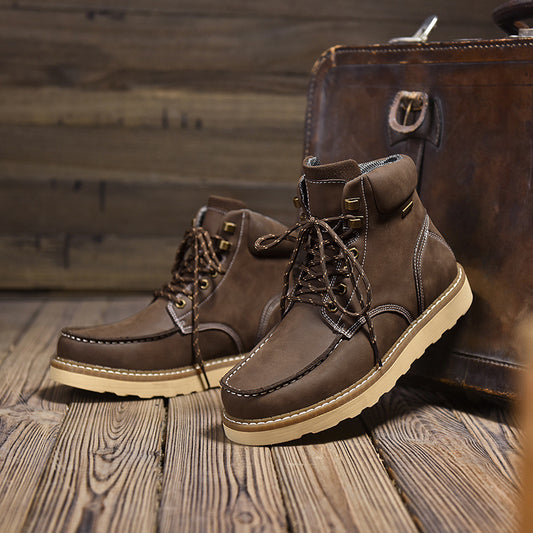 Botas de Trabajo Cuero Genuino Estilo Casual Británico Hombre
