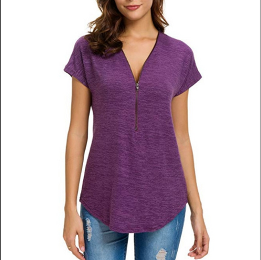 Blusa Suelta V-Escote Manga Corta con Detalles de Costura - Image 19