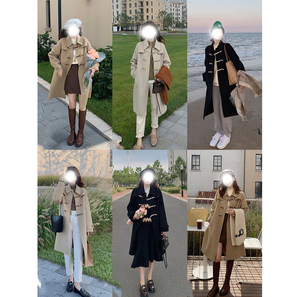 Abrigo de Lana para Mujer con Botones de Cuerno - Talla Pequeña