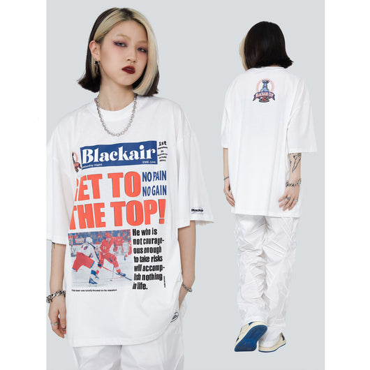 Playera de Hockey Guochao con Estampado de Letras
