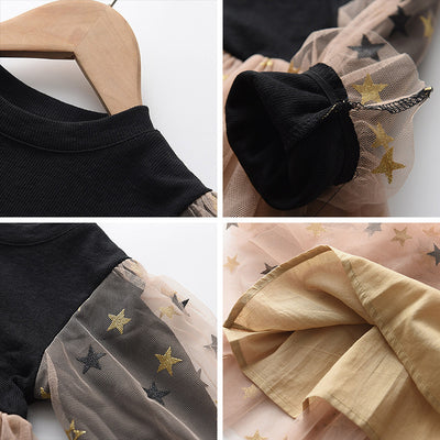 Vestido Infantil Otoño con Manga Larga y Falda Tejida para Niñas - Image 5